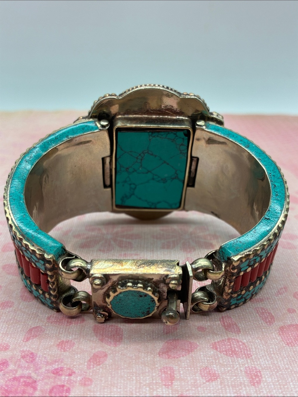 Turquoise & Lapis Statement Cuff Bracelet - Women Jewelry - Picture 4 of 6